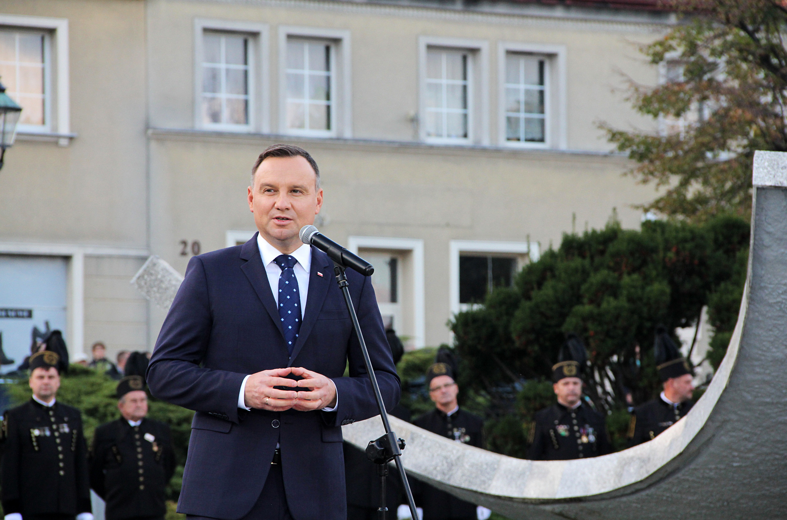 Prezydent Andrzej Duda podczas przemówienia na rynku w Wodzisławiu Śląskim /fot. Anna Karendał/