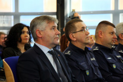 Narada roczna w Komendzie Wojewódzkiej Policji w Katowicach z udziałem wicewojewody Mariusza Trepki.