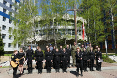 Zdjęcia z uroczystości 78. rocznicy Zbrodni Katyńskiej w Komendzie Wojewódzkiej Policji w Katowicach.