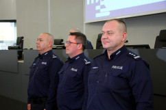 Narada roczna w Komendzie Wojewódzkiej Policji w Katowicach z udziałem wicewojewody Mariusza Trepki.