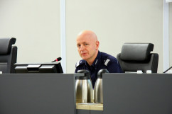 Narada roczna w Komendzie Wojewódzkiej Policji w Katowicach z udziałem wicewojewody Mariusza Trepki.