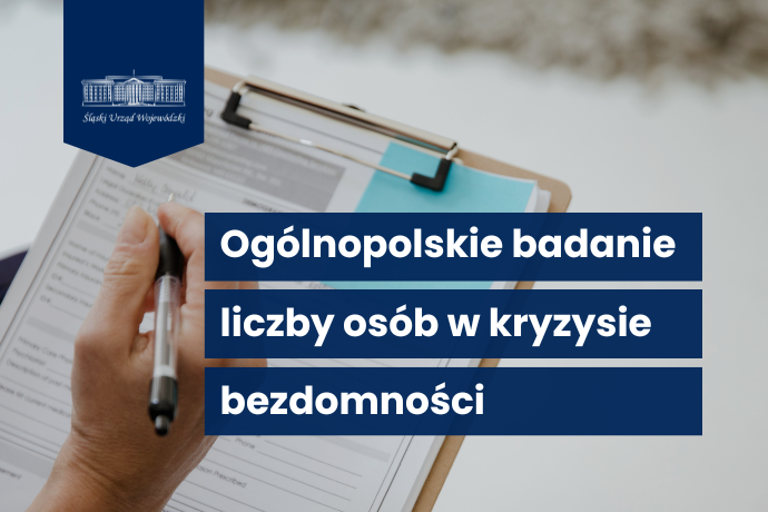 Grafika z napisem Ogólnopolskie badanie liczby osób w kryzysie bezdomności