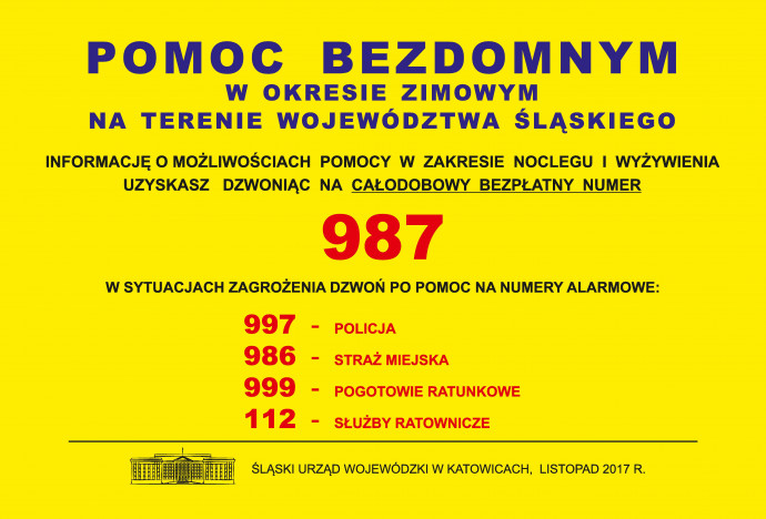 Plakat promujący bezpłatną infolinię dla bezdomnych
